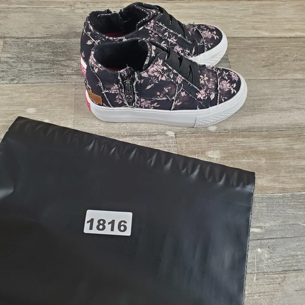 Blowfish Malibu Mamba-K Girls Shoes Sz 13 Black Retro Rose Platform Sneakers